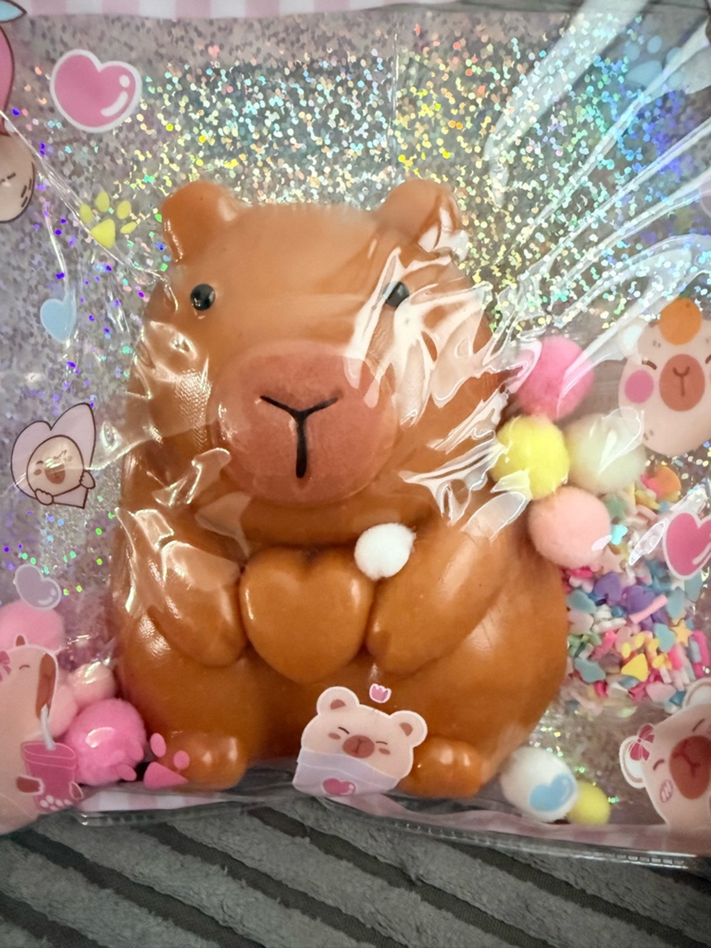 Squishy capybara keychain toy